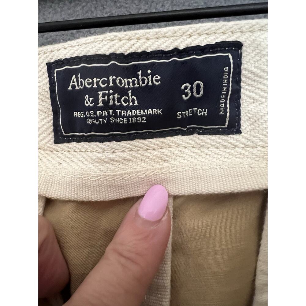 Abercrombie & Fitch Shorts Mens Sz 30 Tan Khaki Chino Stretch Cotton Preppy - Picture 6 of 8